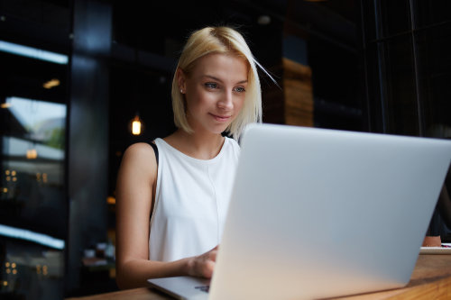 Businesswoman learning about cybersecurity