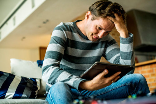 Businessman having negative thoughts