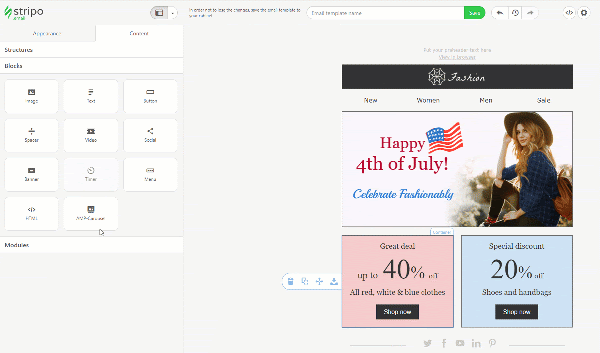 Using AMP email template