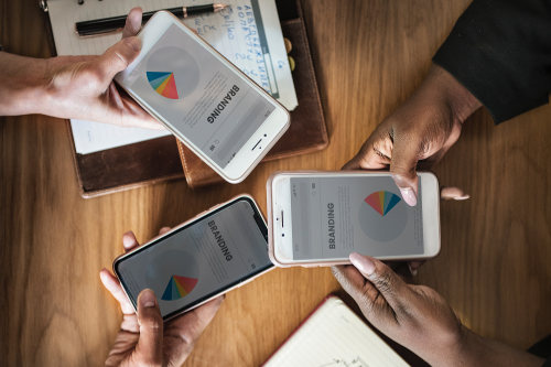 Employees using business intranet system