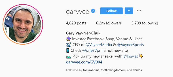 Gary Vee Instagram profile