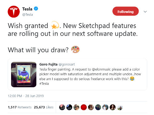 Tesla tweet example