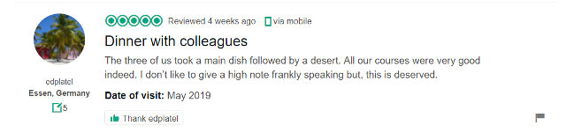 TripAdvisor review example