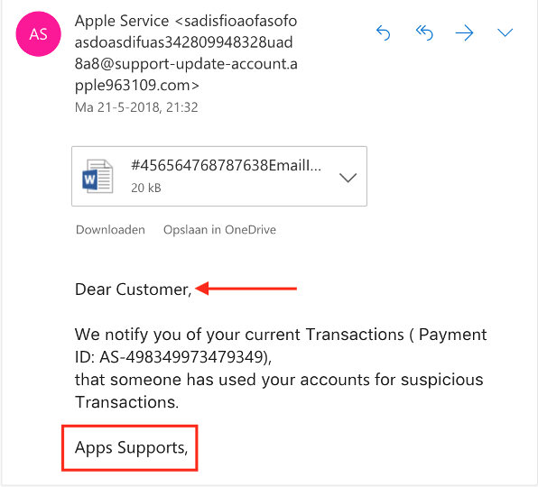 Phishing example