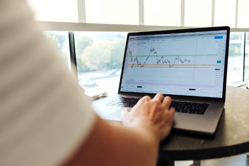 Online trading using a laptop