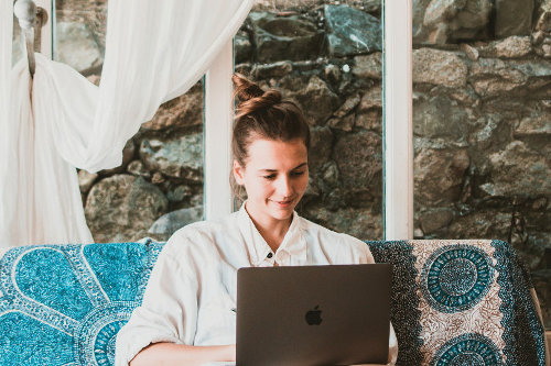 Businesswoman remote working from home