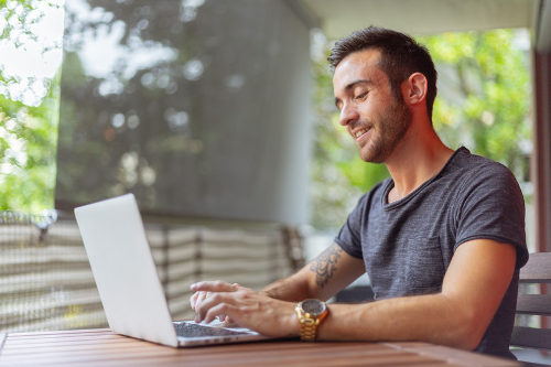 Businessman running his business from home