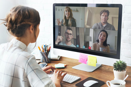 Video conference call with remote team members