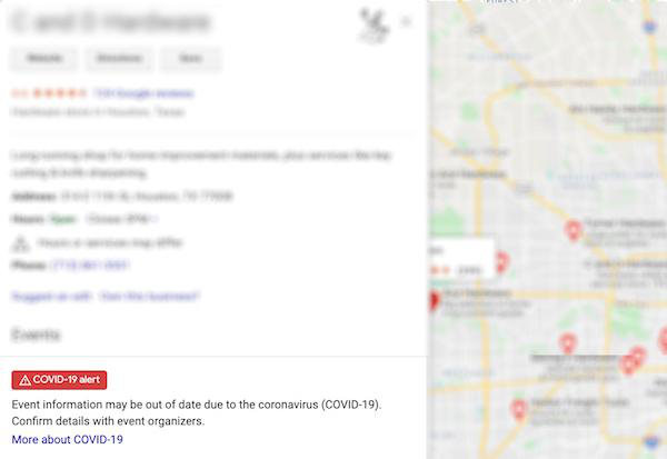 Cancel GMB event to avoid Covid-19 alert