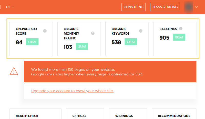 Ubersuggest website audit