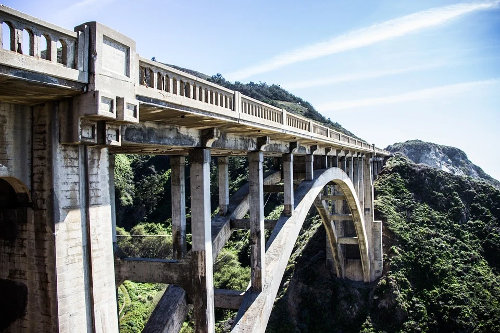 Arched concrete bridge