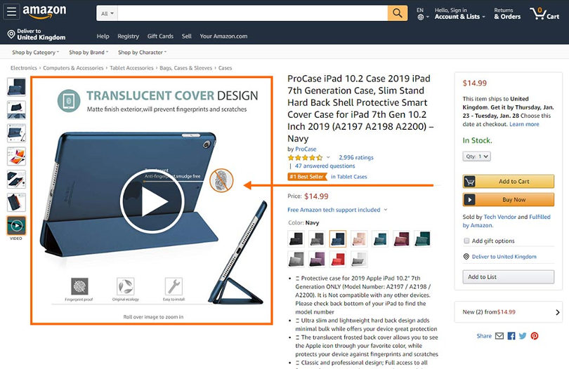 Product video in Amazon listing