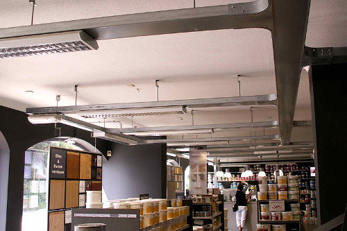 Cable trays in a store