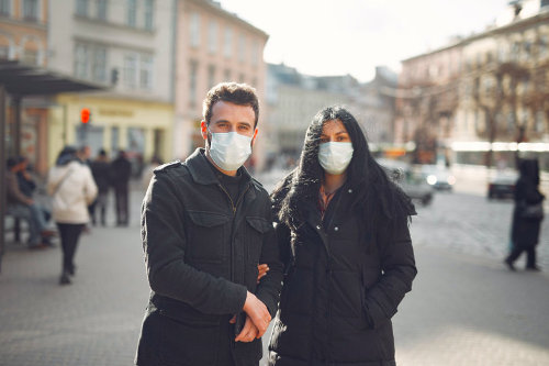 People wearing mask in public place