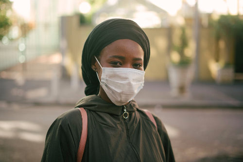 Woman wearing mask