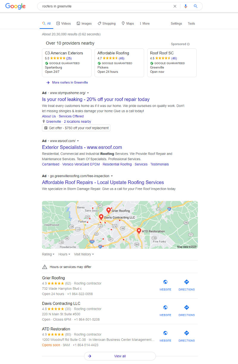 Local listing in SERP (screenshot)