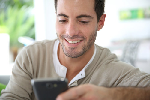 Man using mobile app