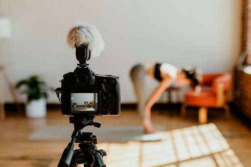 Yogini teaches yoga online
