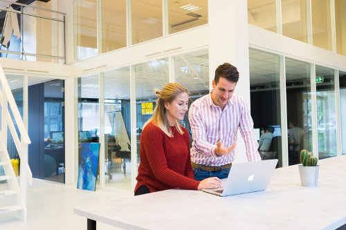 Business people using business applications