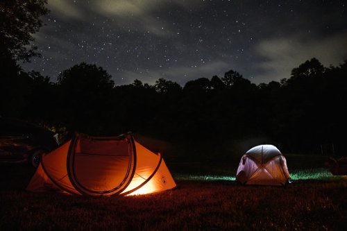 Camping at night