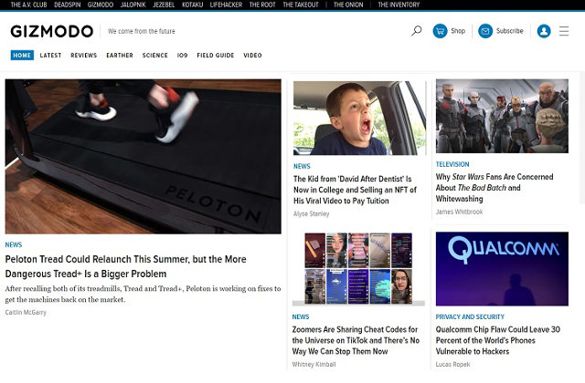 Gizmodo website screenshot