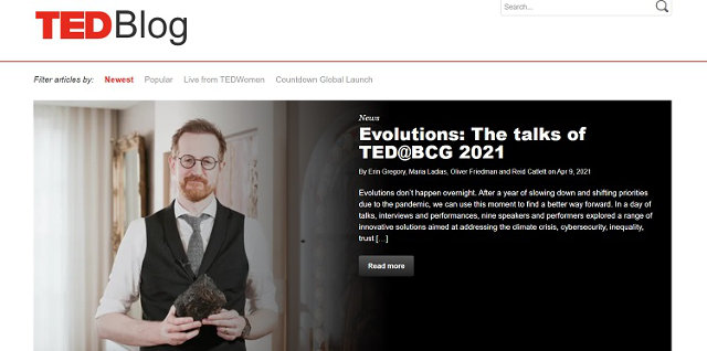 TEDblog feature screenshot