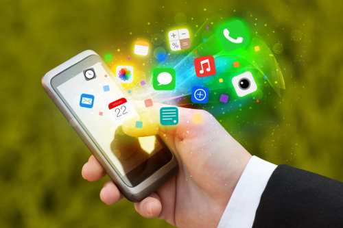 Businessman using business apps