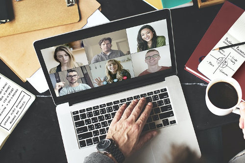 Virtual business meeting at home
