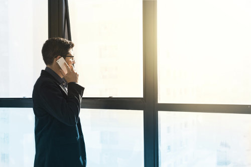 Remote employee taking calls