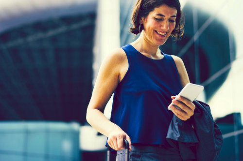 Business traveler on the move