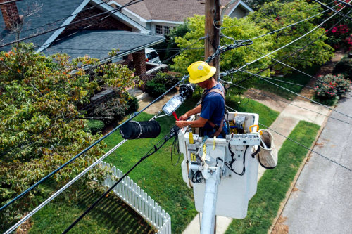 Government worker working on electricity