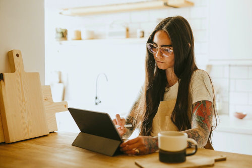 Businesswoman running a business from home