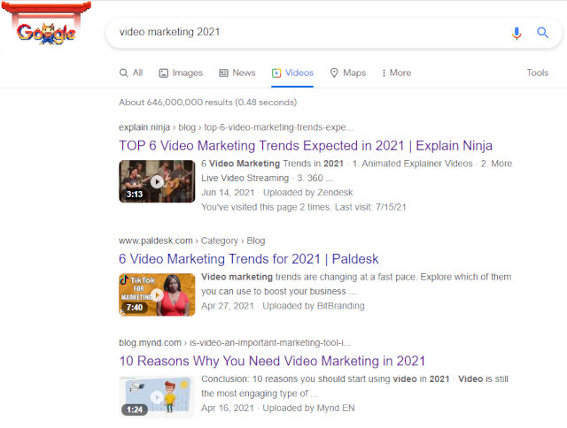 Video content in SERP