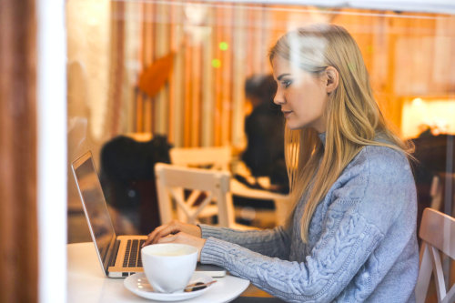 Businesswoman browsing for business opportunities