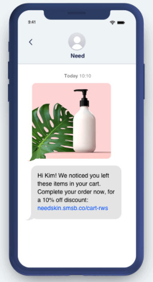 SMS message based on customer browsing behavior