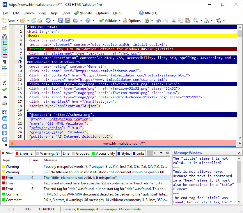 HTML validator