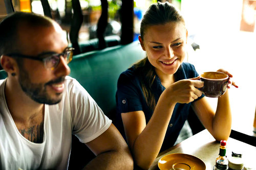 Guests sitting on a restaurant booth