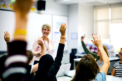 Teacher and students