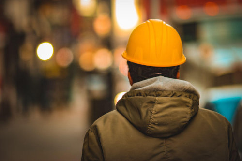 Worker wearing hard hat