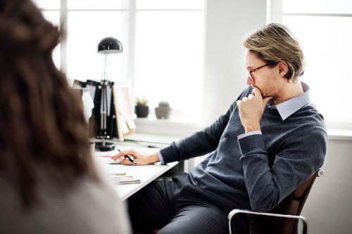 Businessman analyzing business numbers