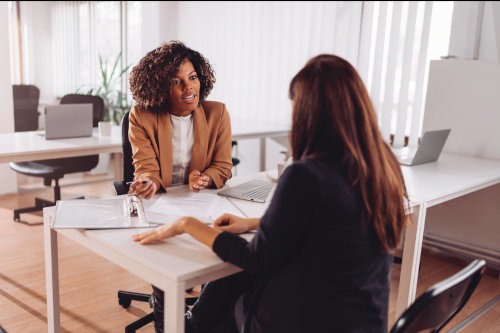 Businesswoman opening a business bank account