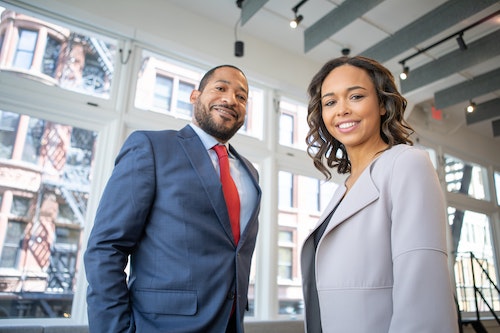 Well-dressed business people