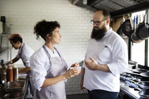 Vocational training in restaurant kitchen