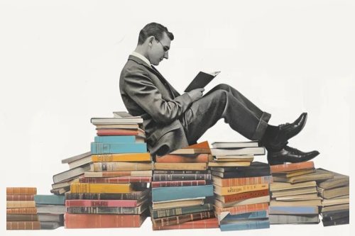 Businessman reading literature