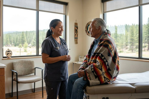 Patient and doctor in a tribal hospital